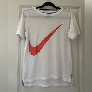 NIKE Short Sleeve Logo T-Shirt White & Orange Sz Small